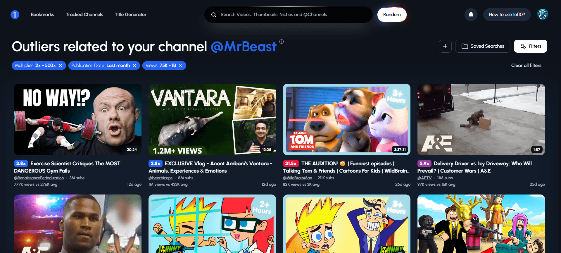 1of10 - 获取更多观看量的最佳 YouTube AI 工具：研究病毒式创意