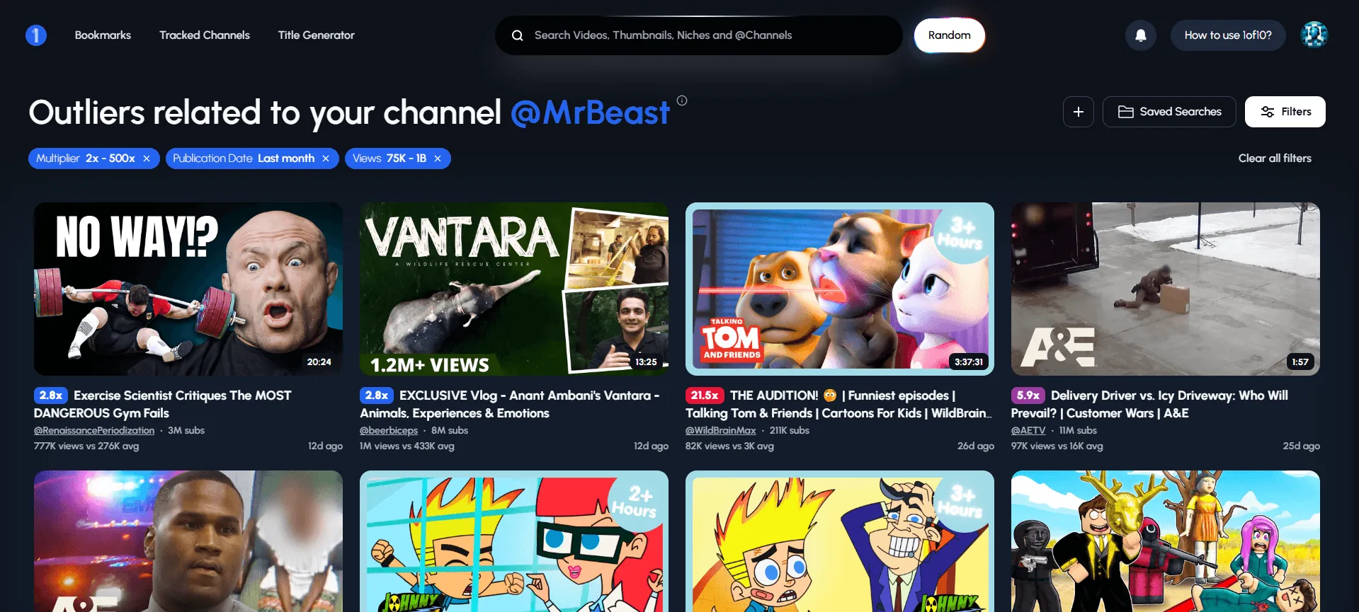 1of10 - 获取更多观看量的最佳 YouTube AI 工具：研究病毒式创意