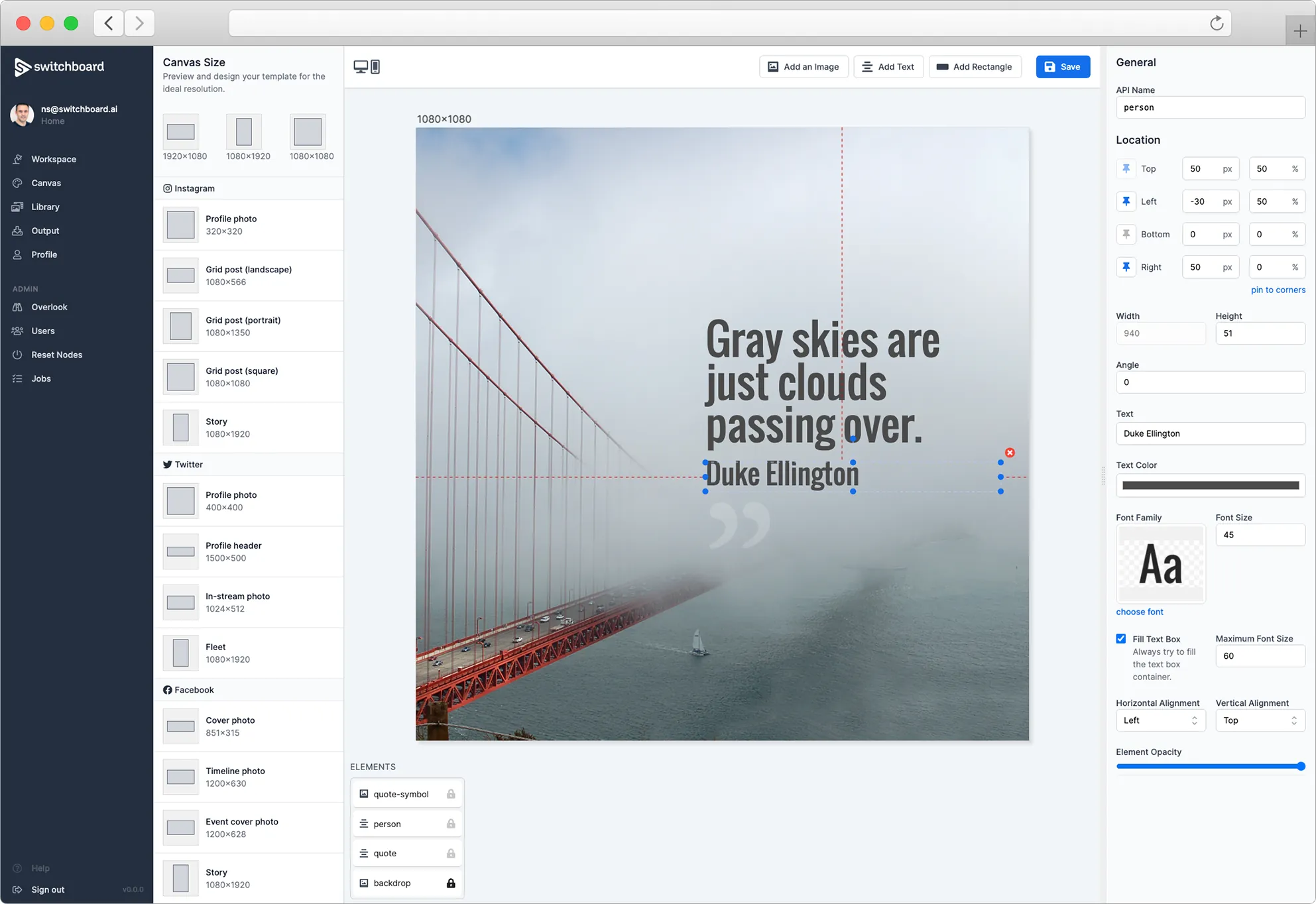 使用 API 或 #nocode 自动化图像创建 • Switchboard Canvas