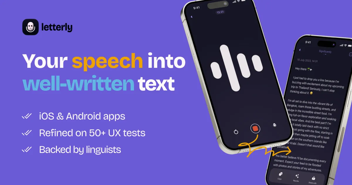 Letterly · AI 语音转清晰文本移动应用