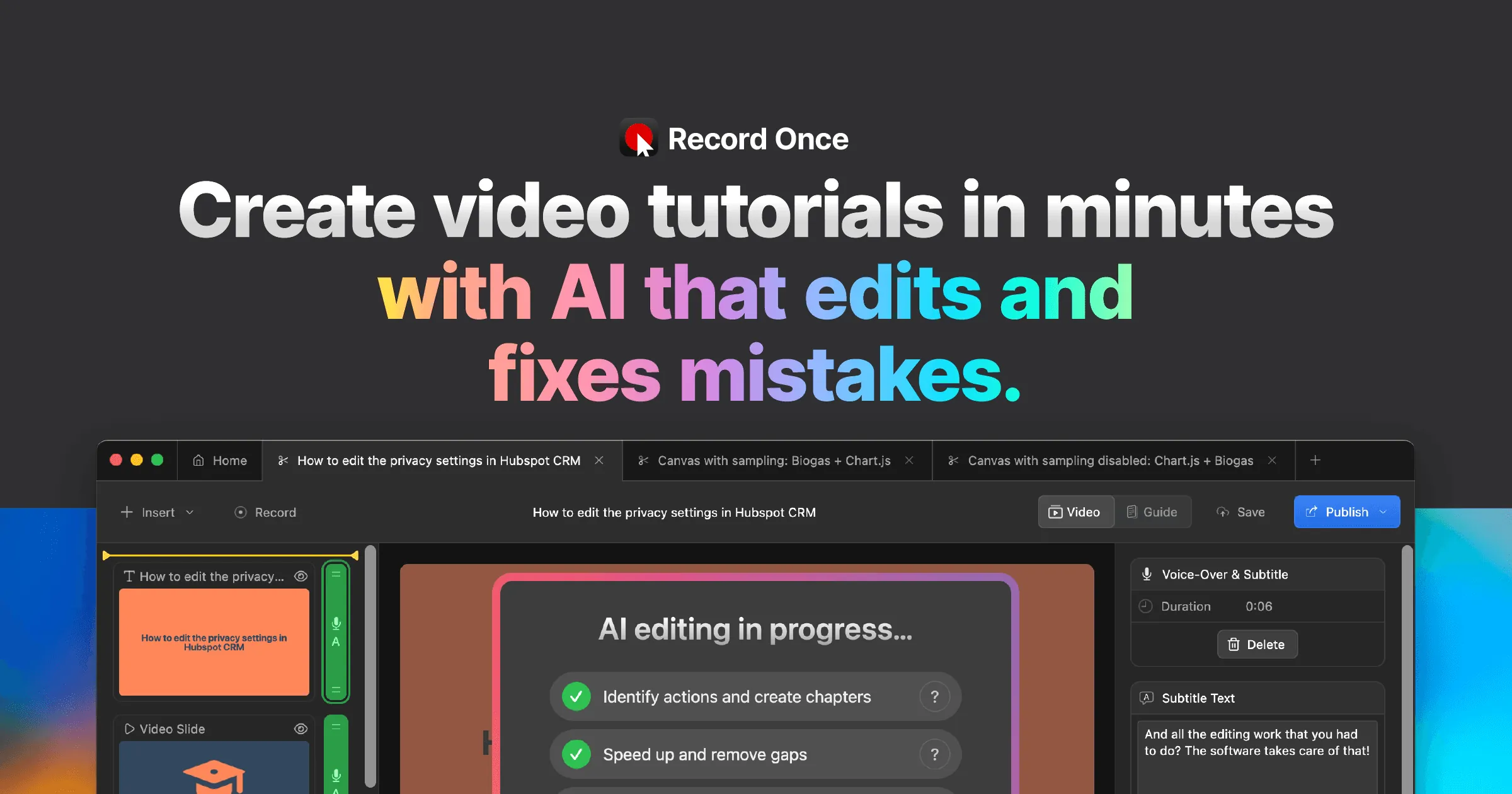 RecordOnce - 使用 AI 在几分钟内创建视频教程