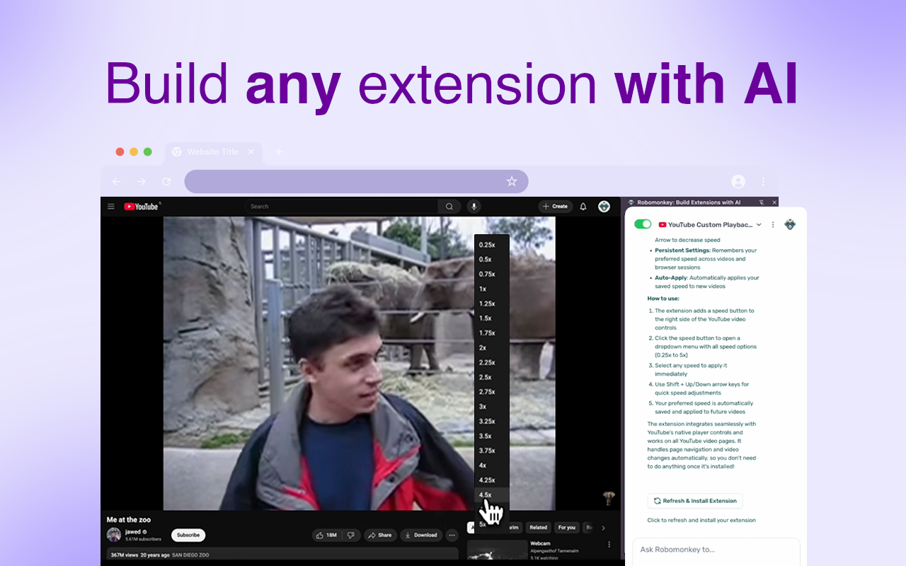 Robomonkey：使用 AI 构建 Chrome 扩展程序