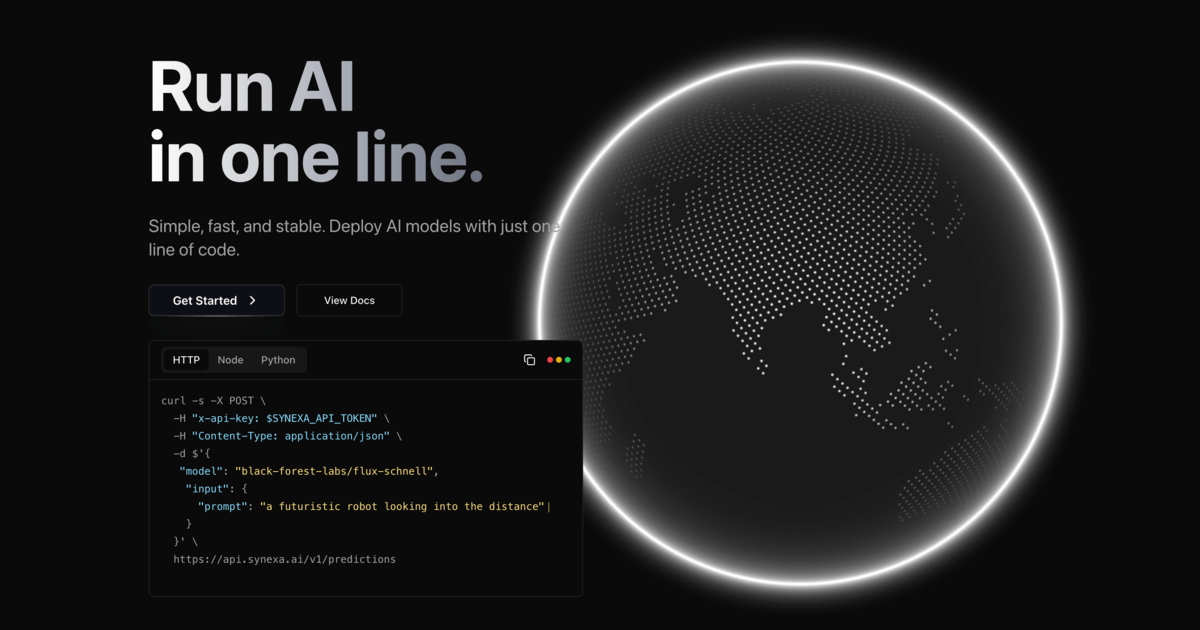 Synexa AI: Deploy AI Models in One Line of Code