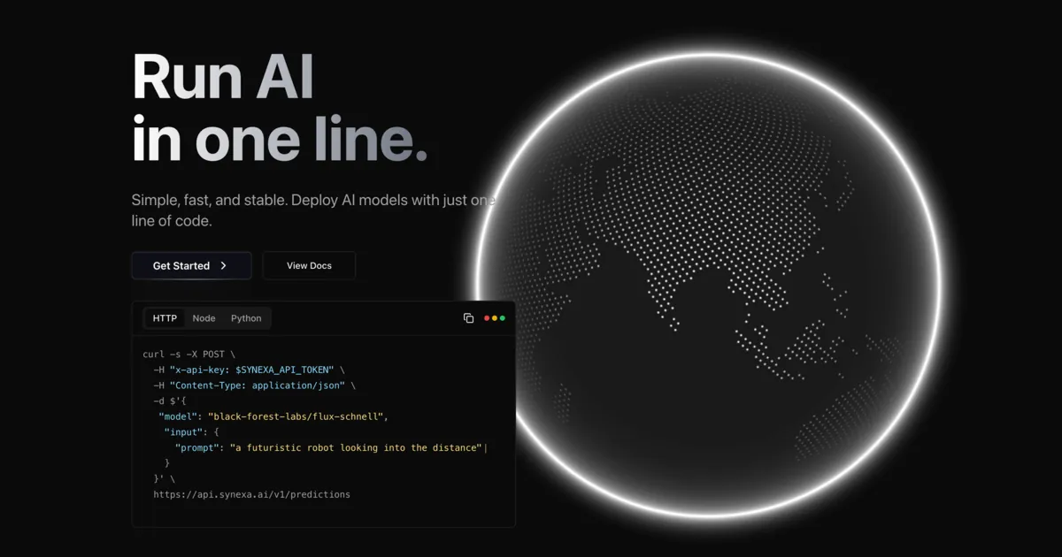 Synexa AI: Deploy AI Models in One Line of Code