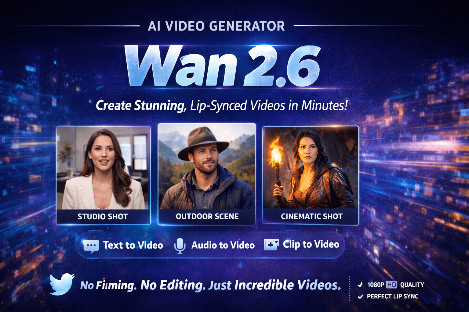 Wan AI 完美音频同步视频生成器